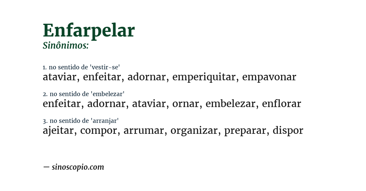 Sinônimo de enfarpelar