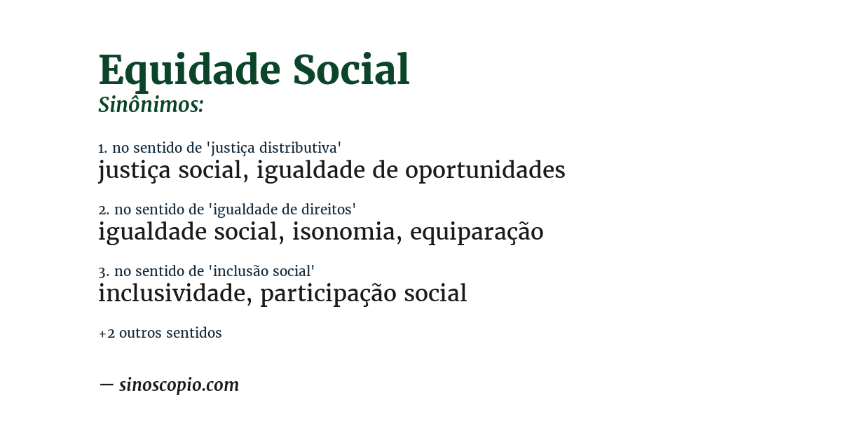 Sinônimo de equidade social