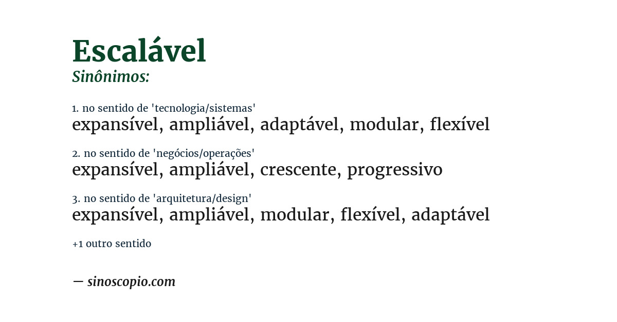 Sinônimo de escalável