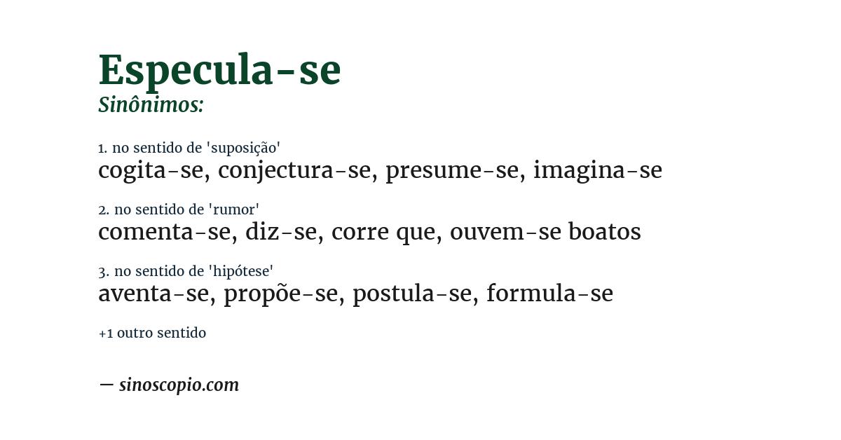 Sinônimo de especula-se