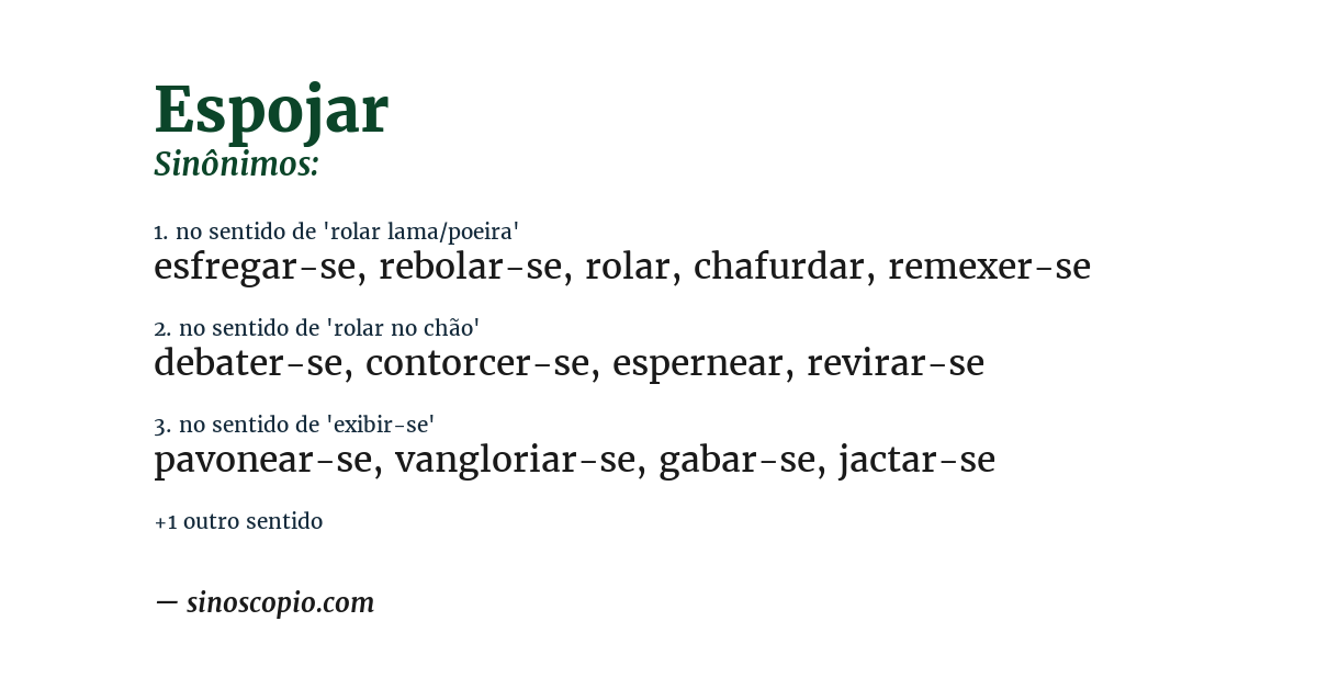 Sinônimo de espojar