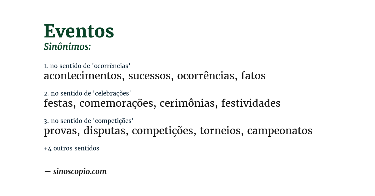 Sinônimo de eventos