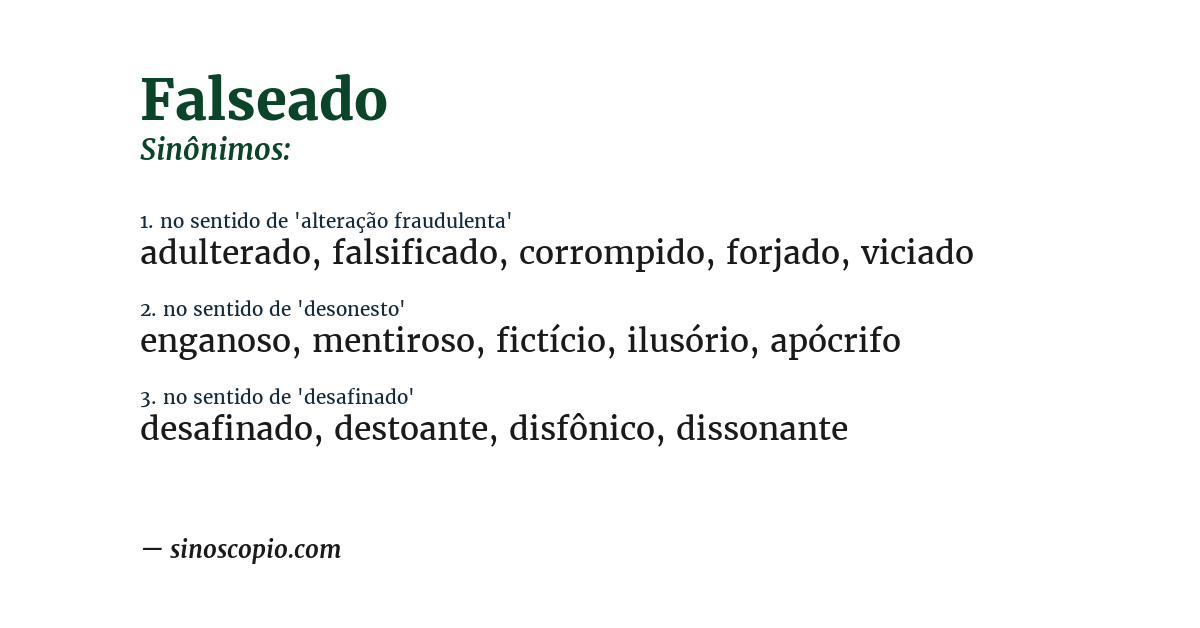 Sinônimo de falseado