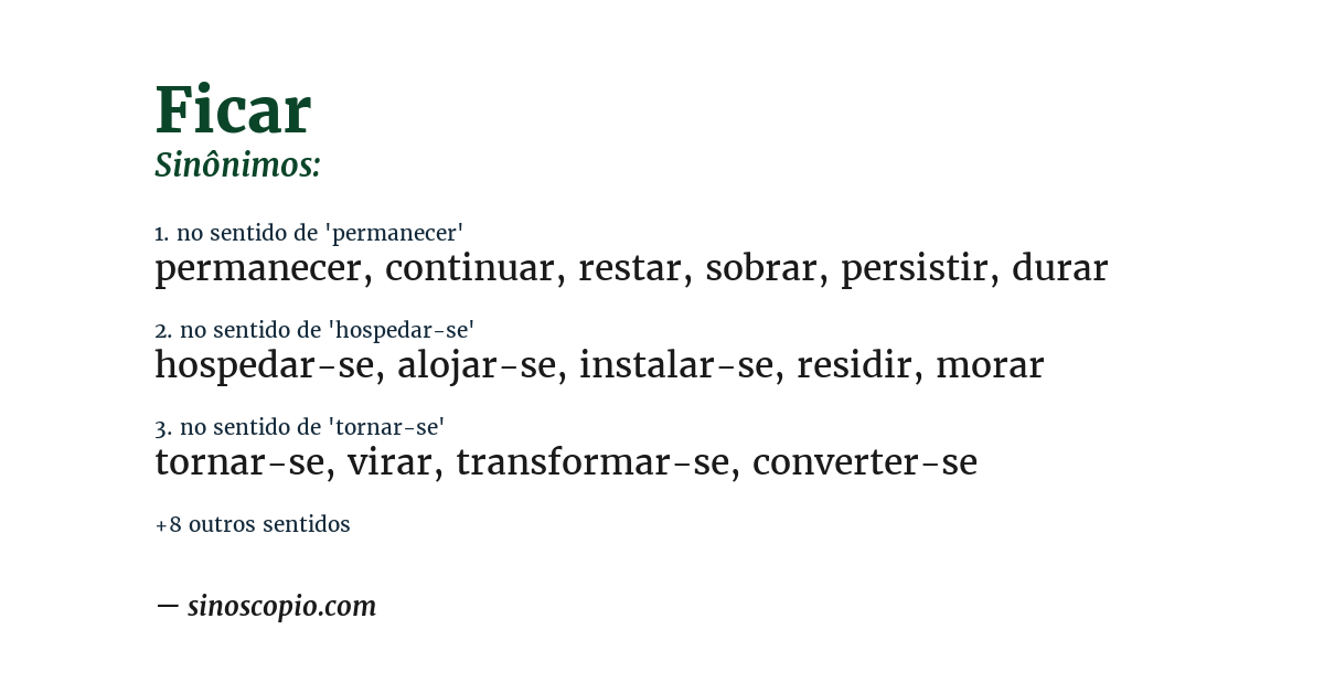 Sinônimo de ficar