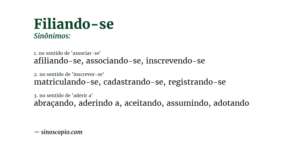 Sinônimo de filiando-se