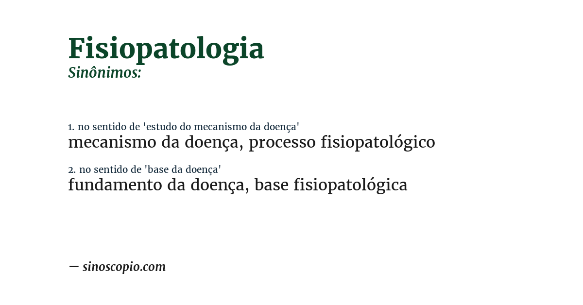 Sinônimo de fisiopatologia
