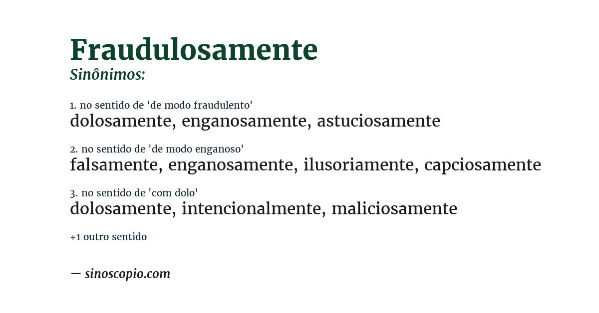 Sinônimo de fraudulosamente