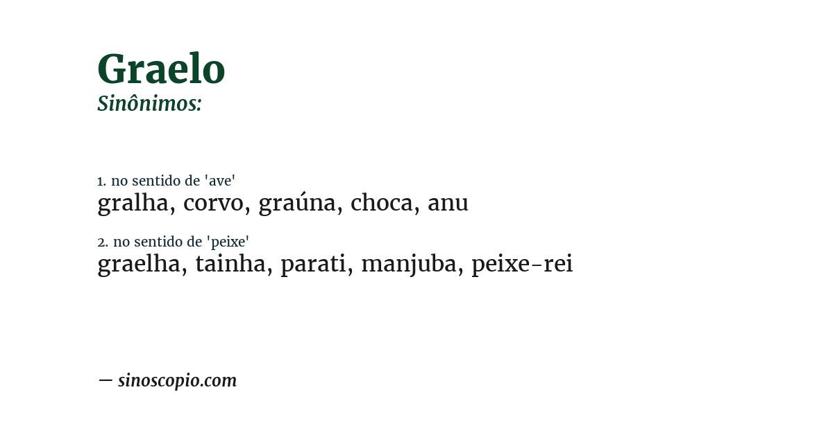Sinônimo de graelo