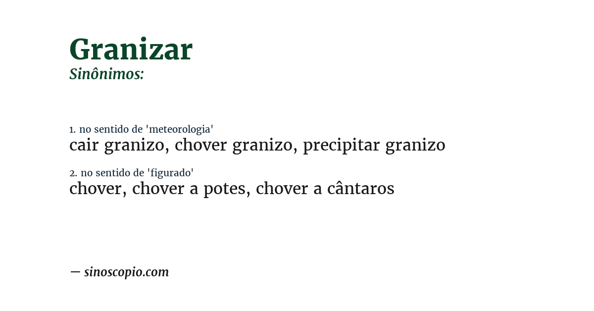 Sinônimo de granizar