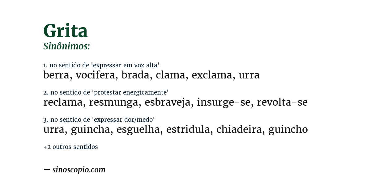 Sinônimo de grita