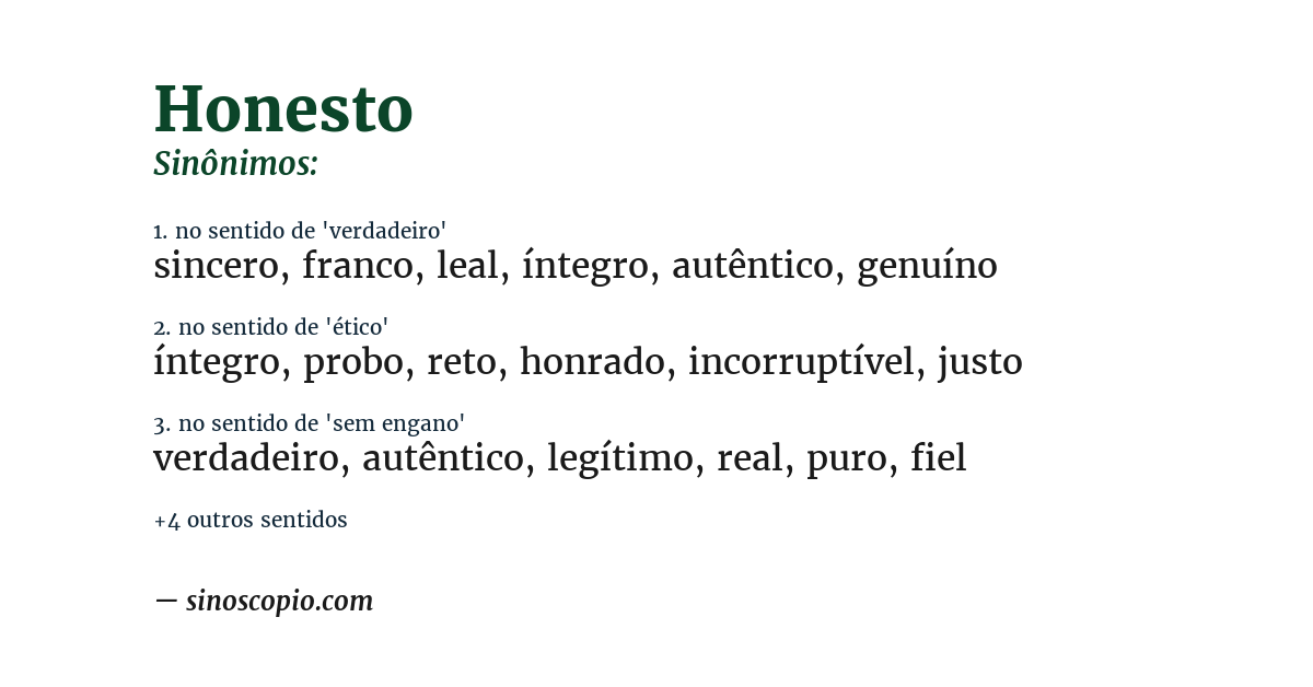 Sinônimo de honesto