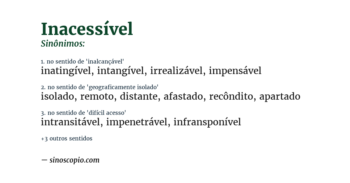 Sinônimo de inacessível