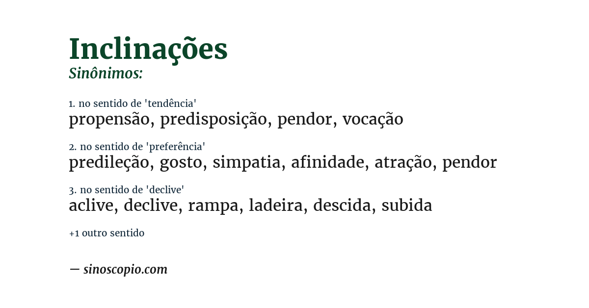 Sinônimo de inclinações