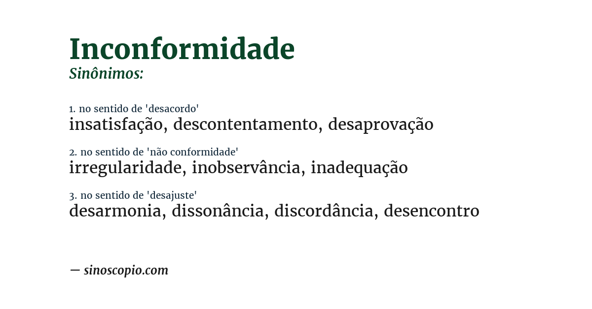 Sinônimo de inconformidade