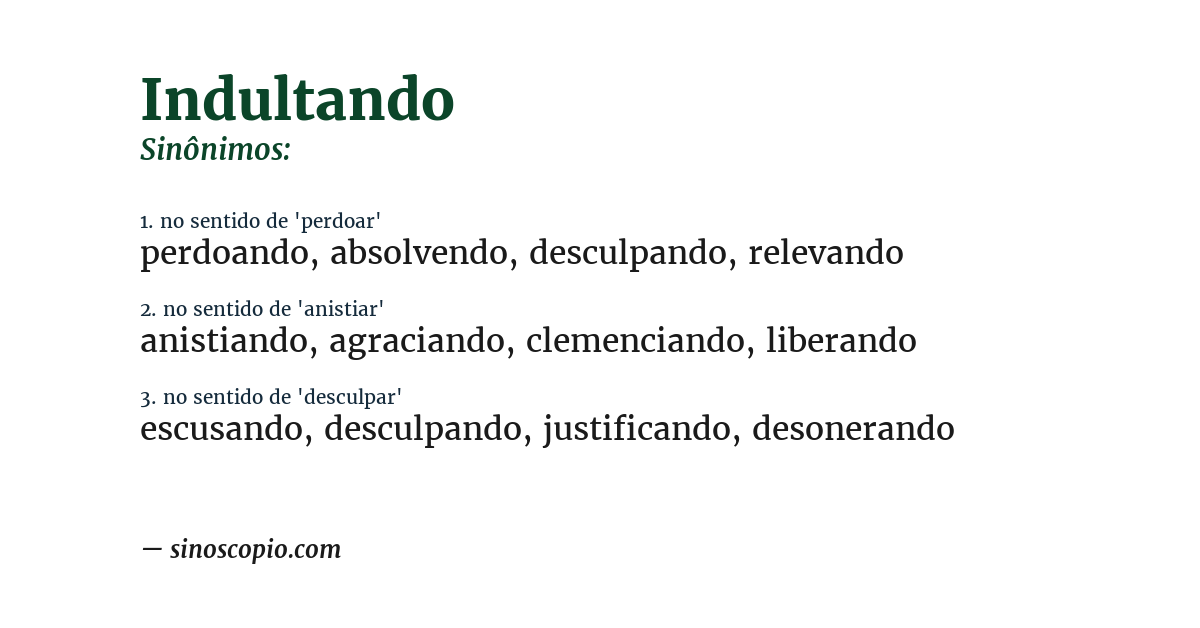 Sinônimo de indultando