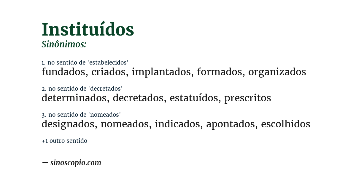 Sinônimo de instituídos