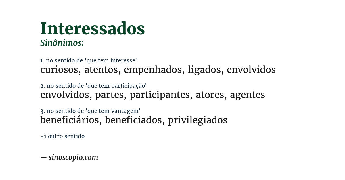 Sinônimo de interessados