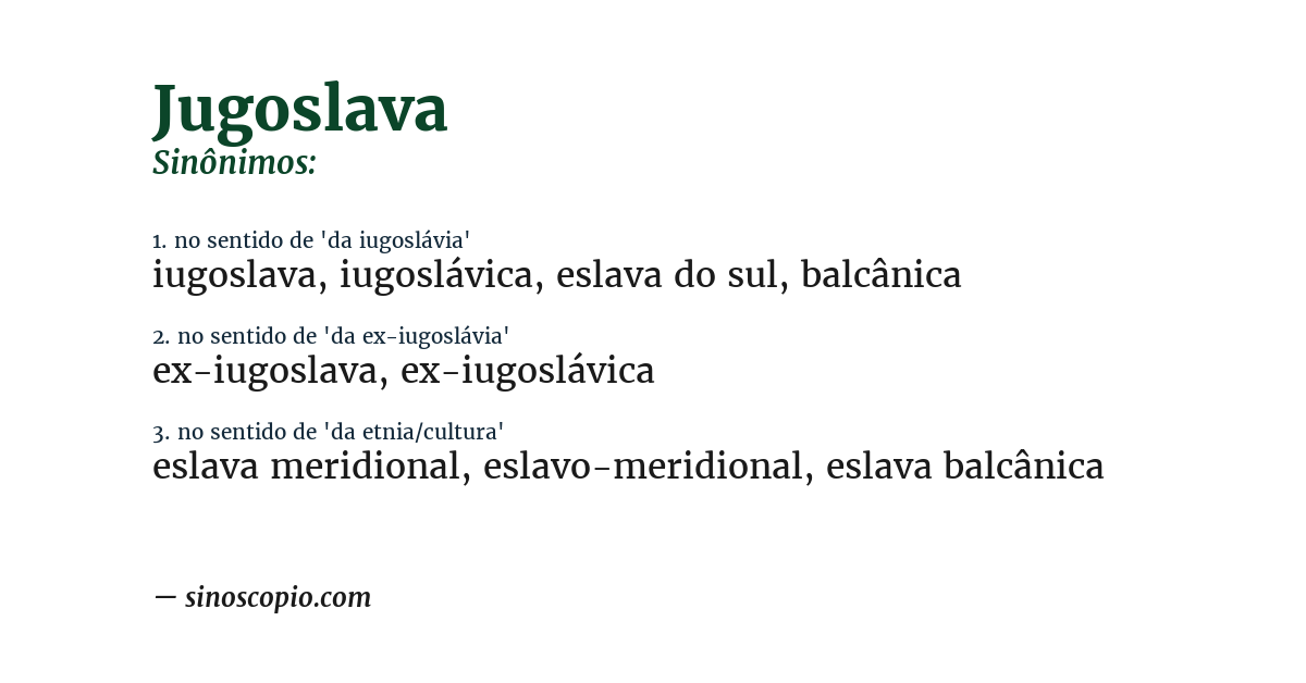 Sinônimo de jugoslava