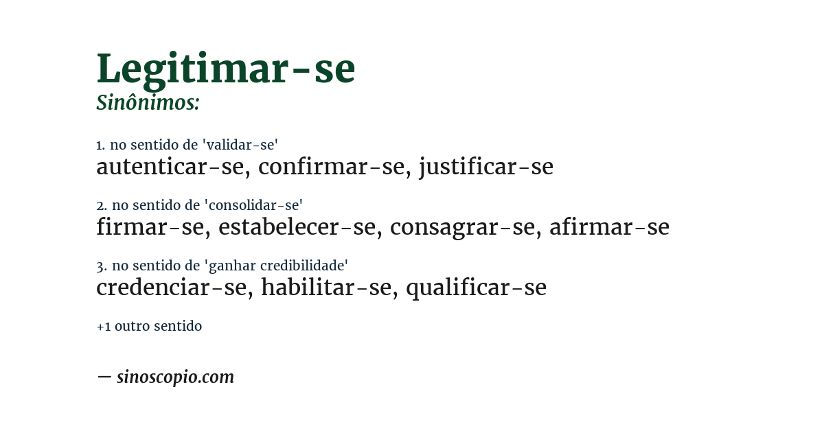 Sinônimo de legitimar-se
