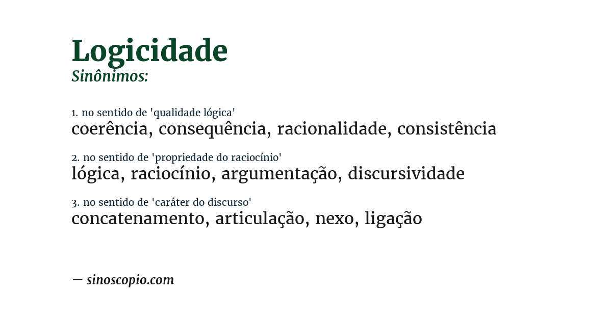Sinônimo de logicidade