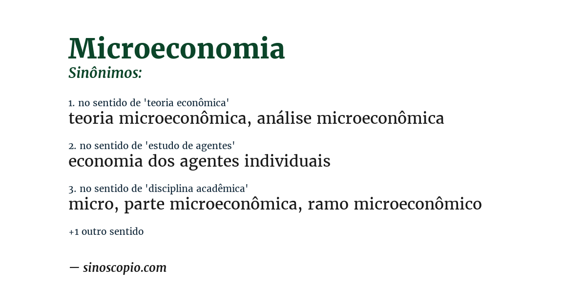 Sinônimo de microeconomia