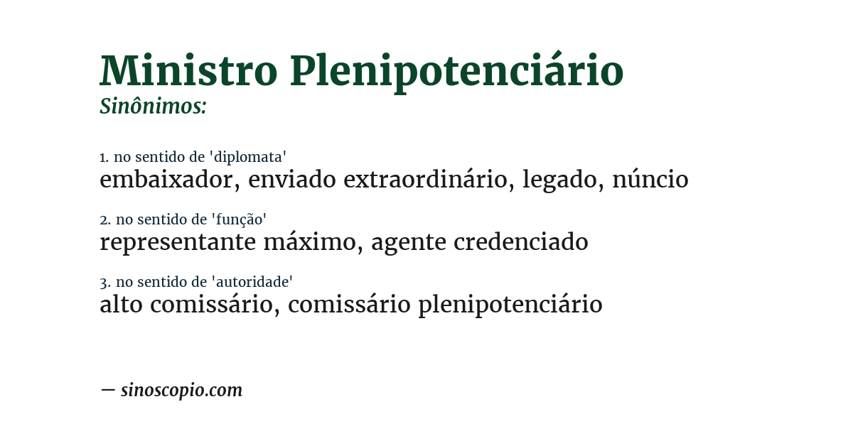 Sinônimo de ministro plenipotenciário