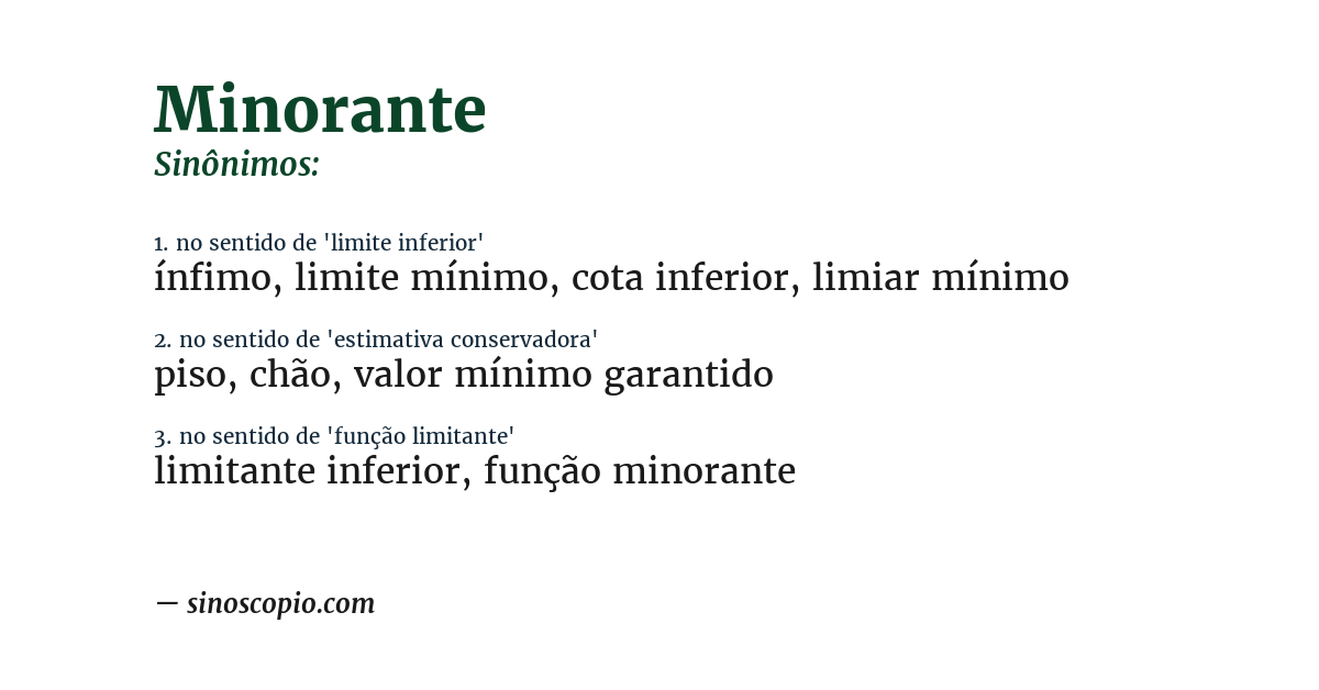 Sinônimo de minorante