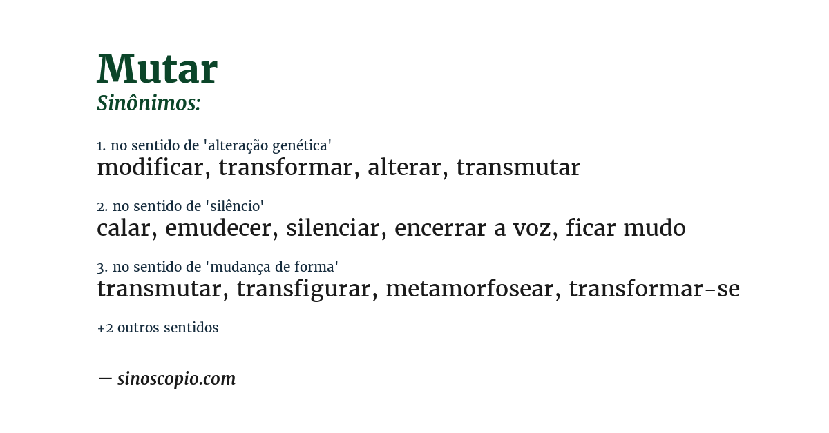 Sinônimo de mutar