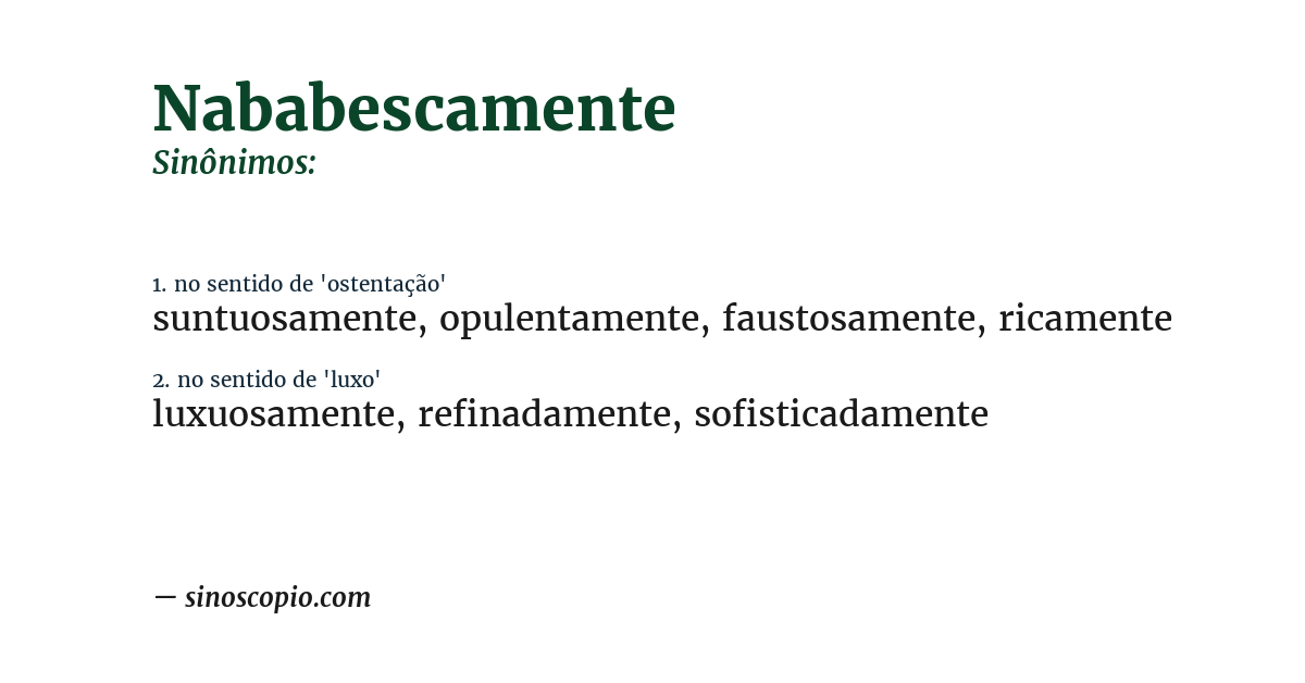 Sinônimo de nababescamente