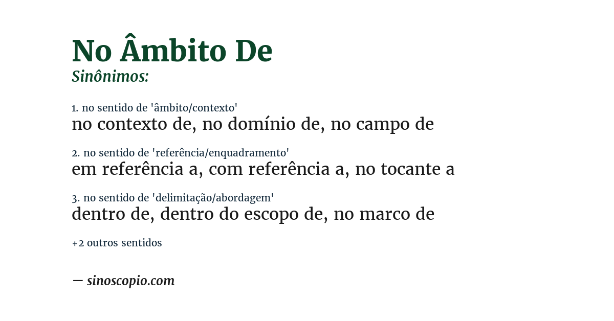 Sinônimo de no âmbito de