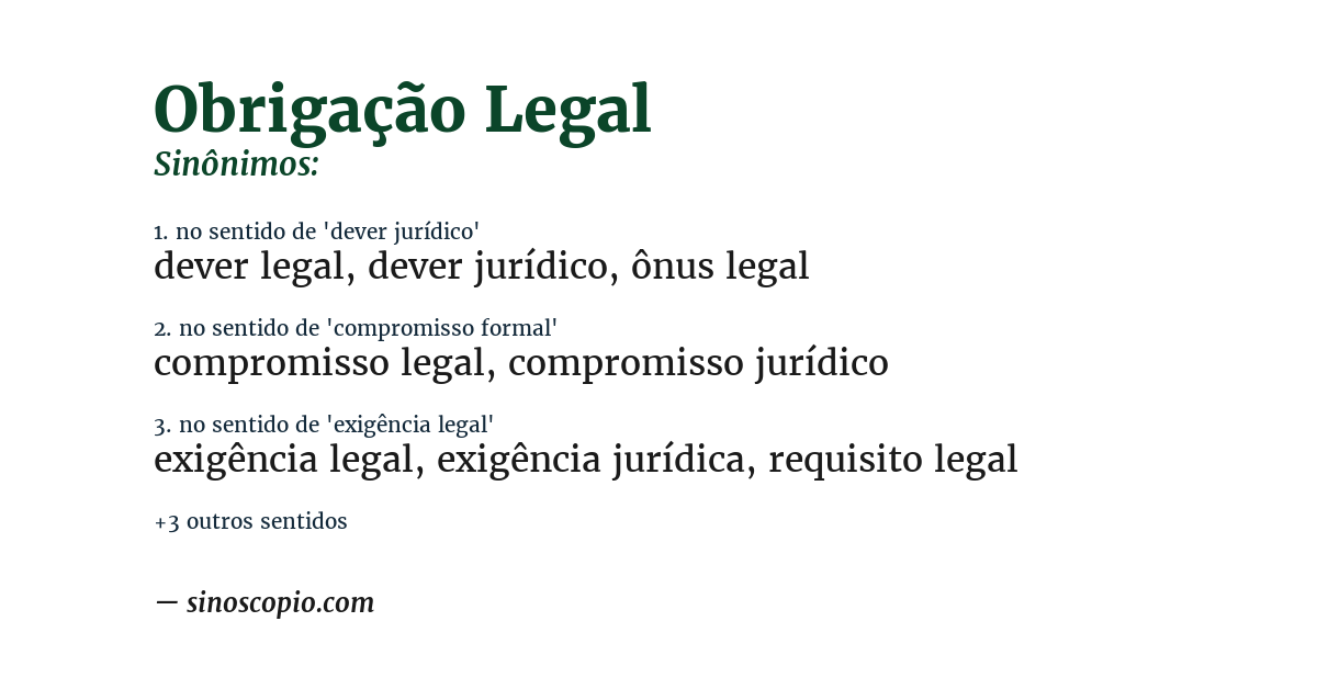 Sinônimo de obrigação legal