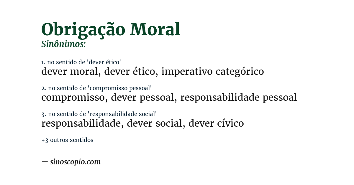 Sinônimo de obrigação moral