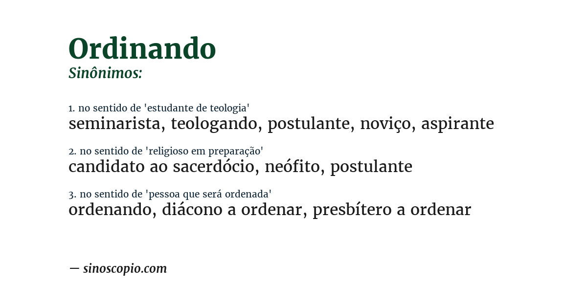 Sinônimo de ordinando