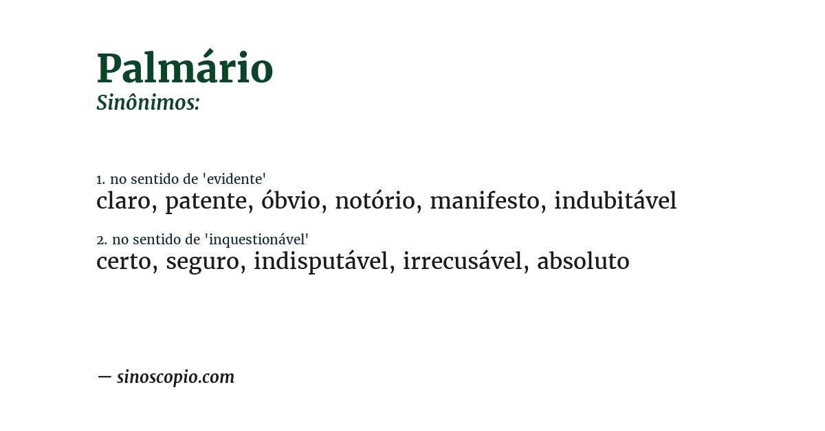 Sinônimo de palmário