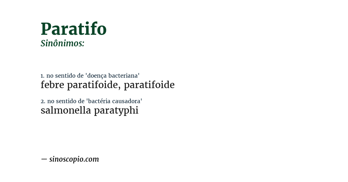Sinônimo de paratifo
