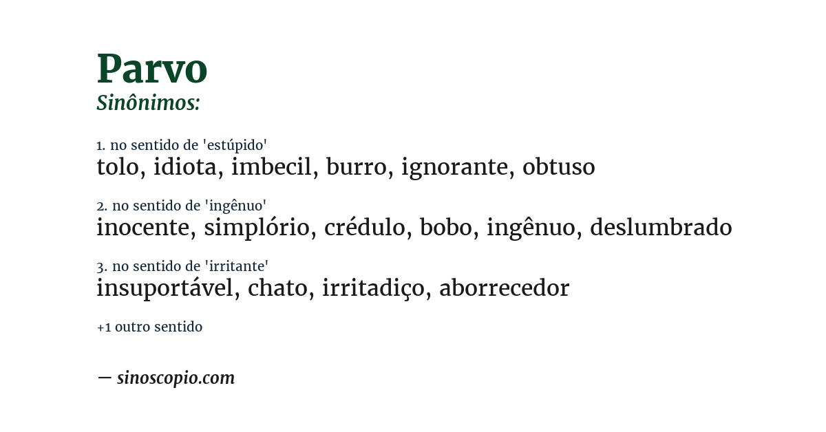 Sinônimo de parvo
