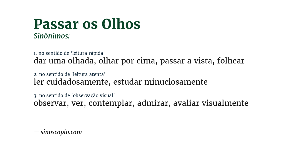 Sinônimo de passar os olhos