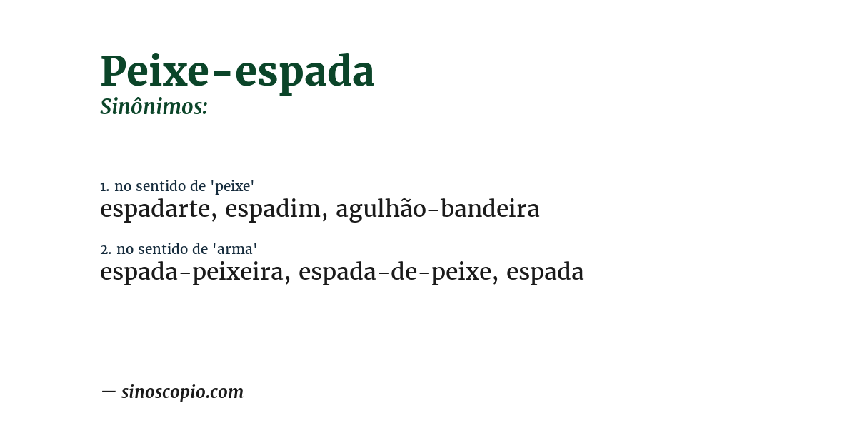 Sinônimo de peixe-espada