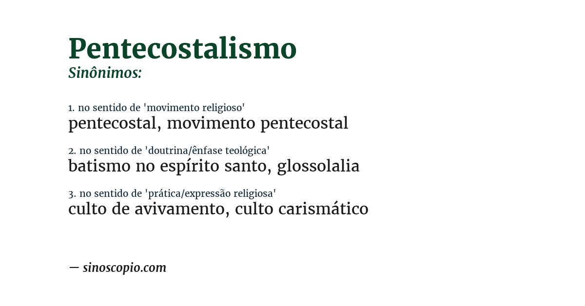 Sinônimo de pentecostalismo