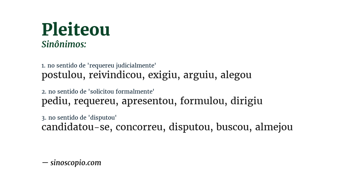 Sinônimo de pleiteou