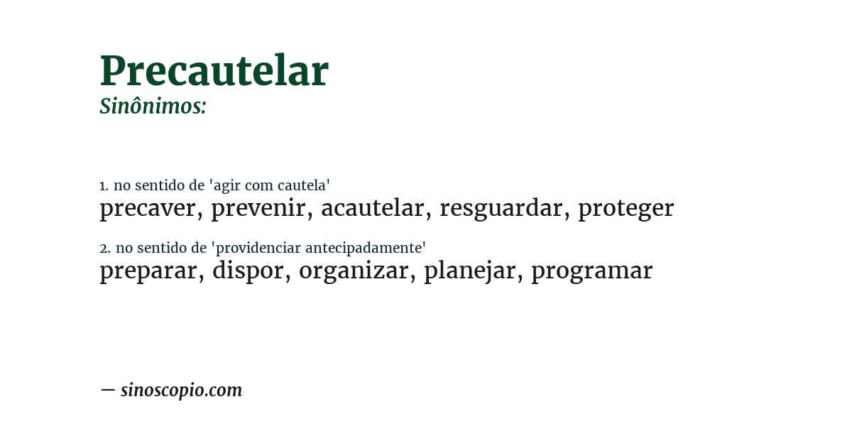 Sinônimo de precautelar