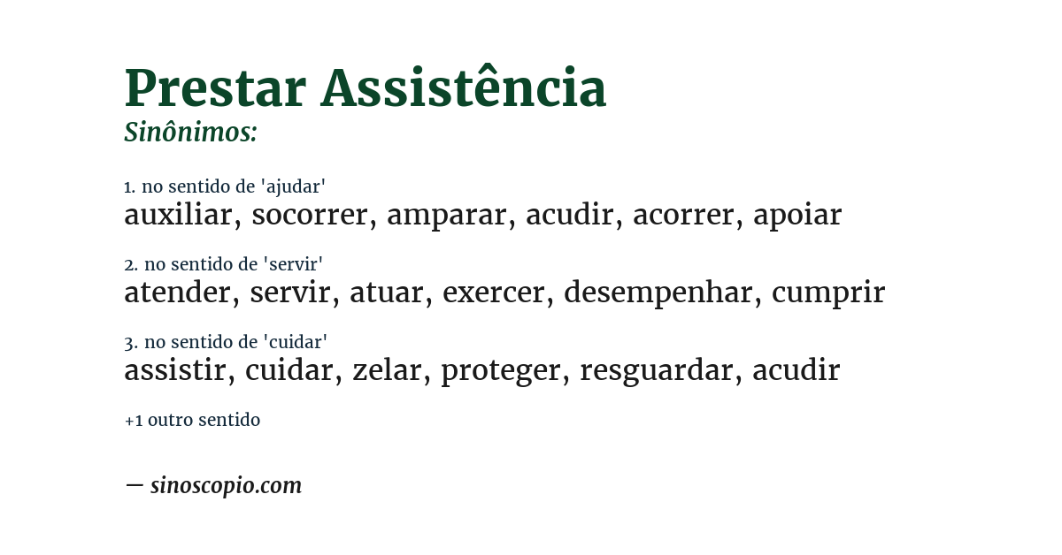 Sinônimo de prestar assistência