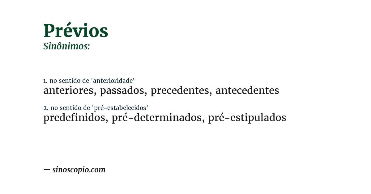 Sinônimo de prévios