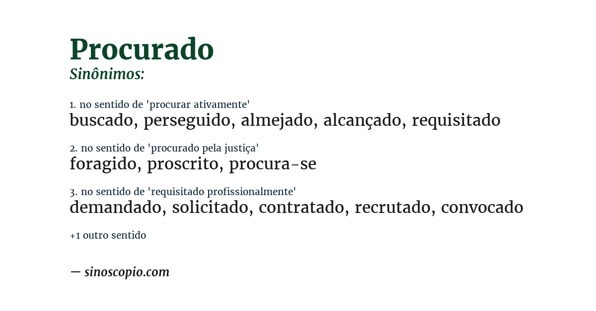 Sinônimo de procurado