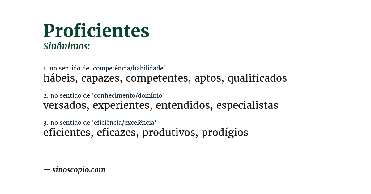 Sinônimo de proficientes