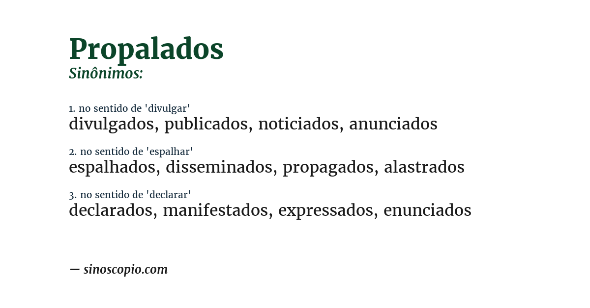 Sinônimo de propalados