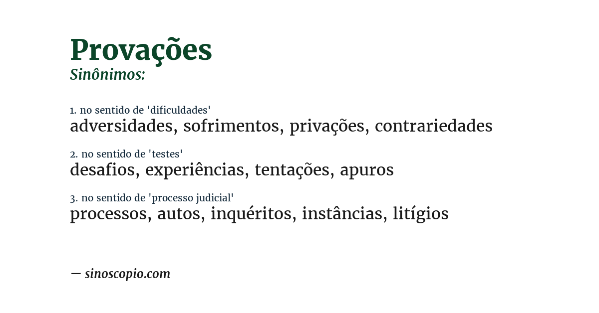 Sinônimo de provações
