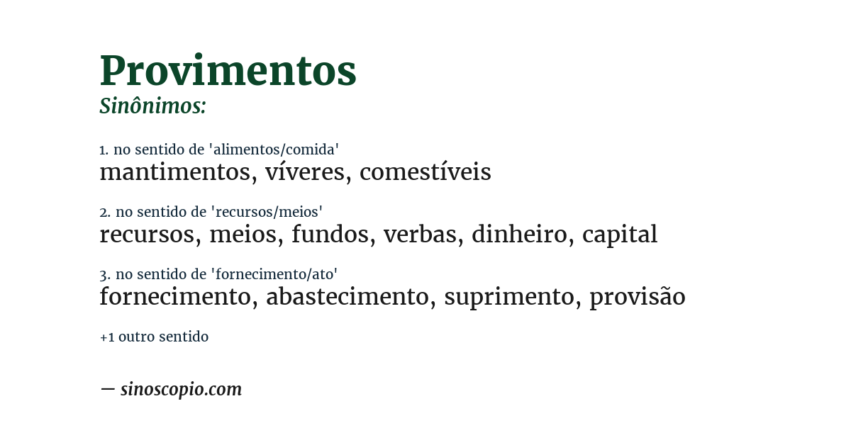 Sinônimo de provimentos