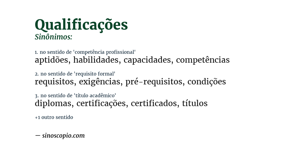 Sinônimo de qualificações