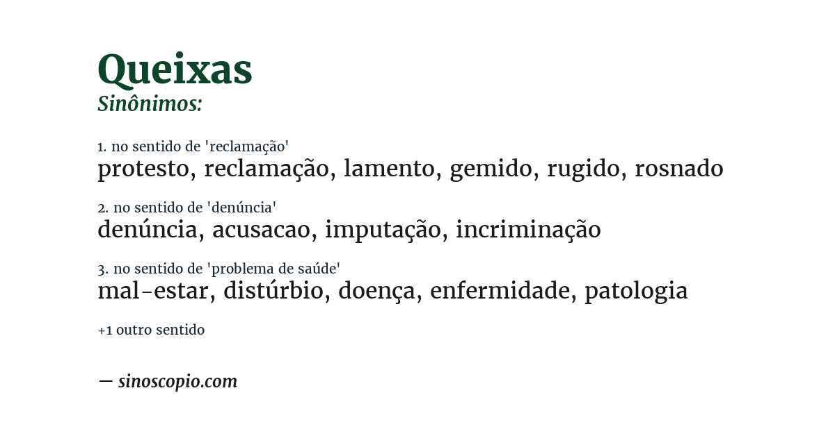 Sinônimo de queixas